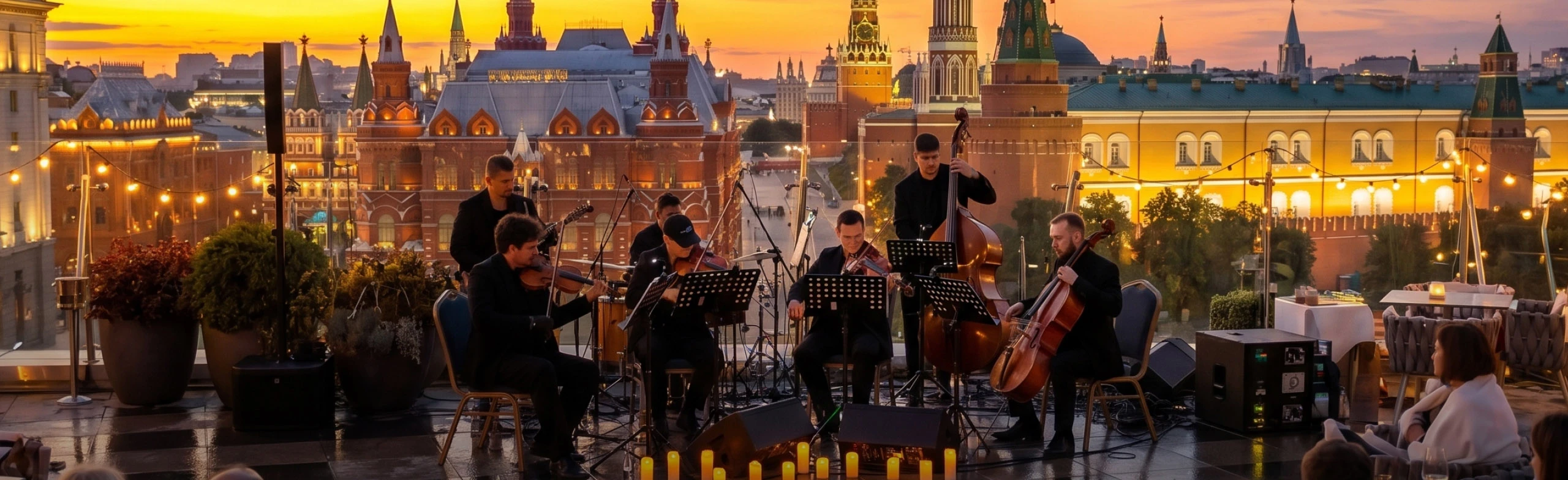 Постер Симфония уходящего солнца. Великое романтическое кино в исполнении Мужского оркестра на крыше в Москве