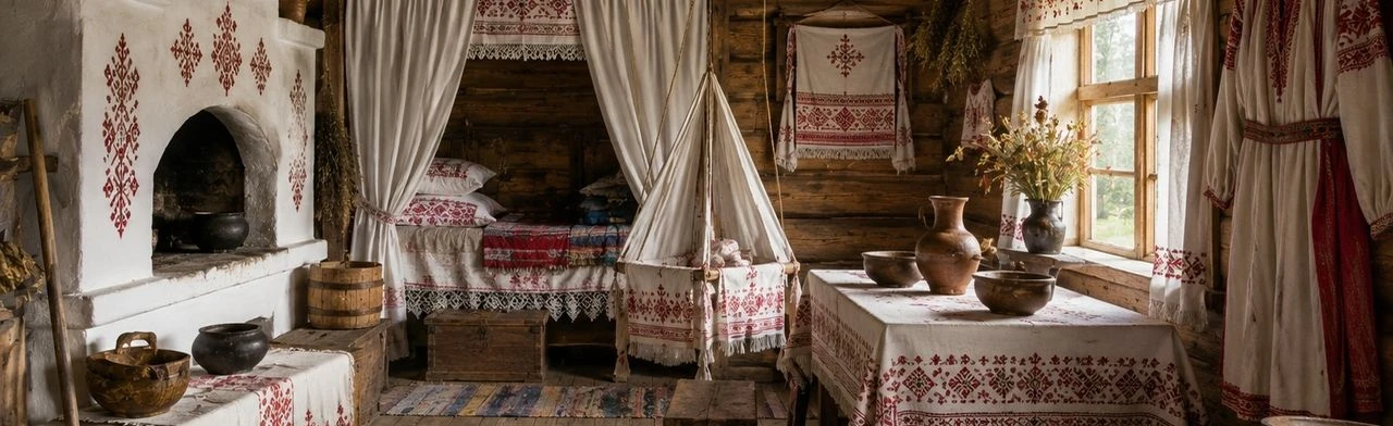 Постер Убранство мордовской избы: Краеведческая программа в Саранске