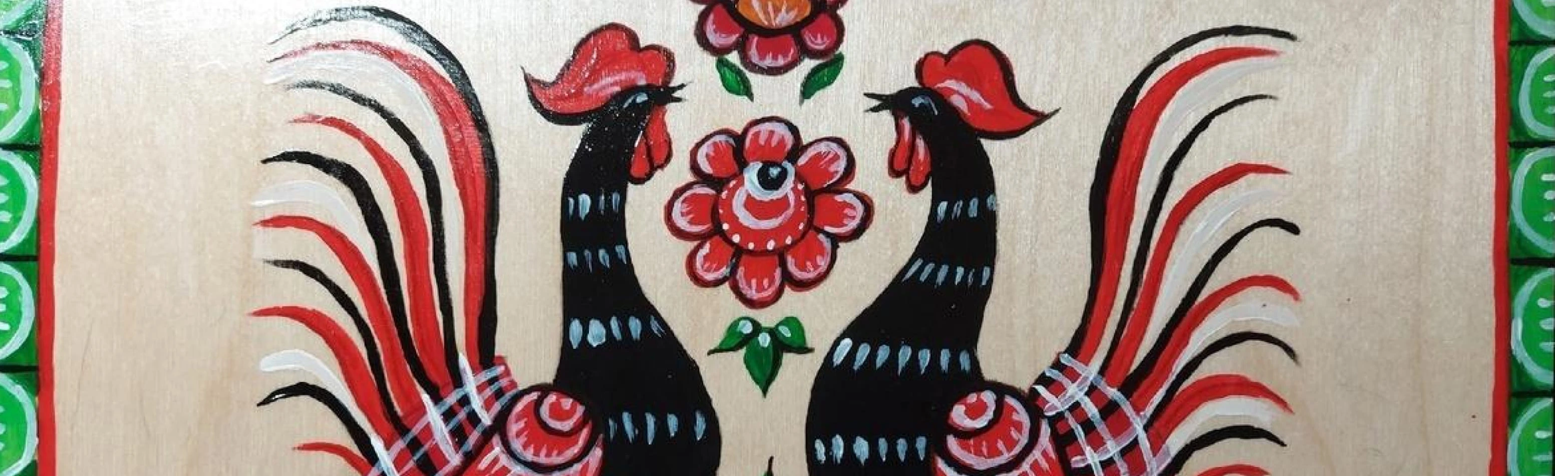 Постер Городецкая роспись разделочной доски. Мастер-класс