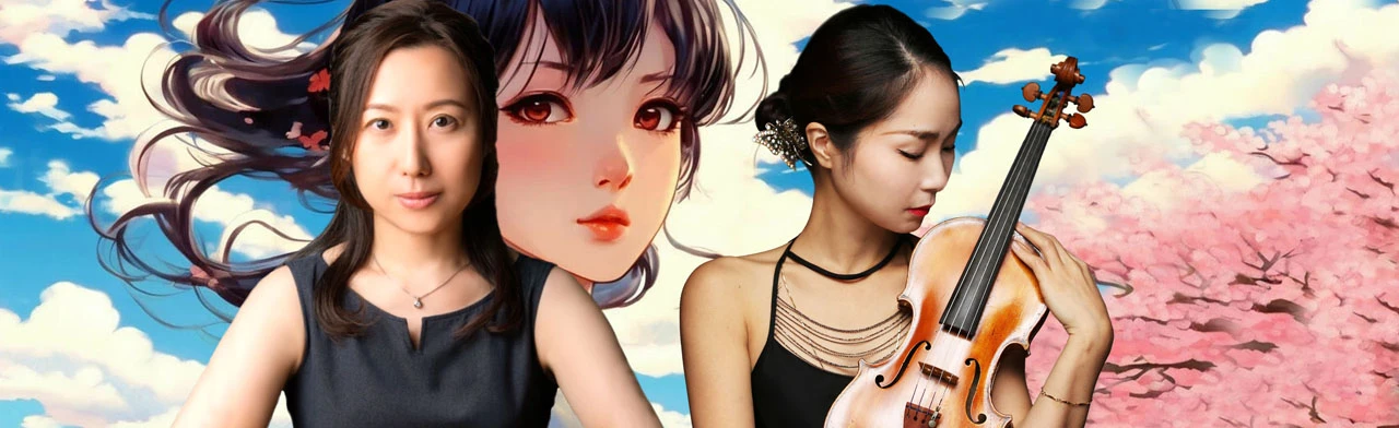 Постер Волшебная музыка аниме. Марико Ёкота и Хироко Нинагава из Японии